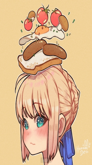 Saber Arturia Pendragon from Fate Series with Breakfast Hat