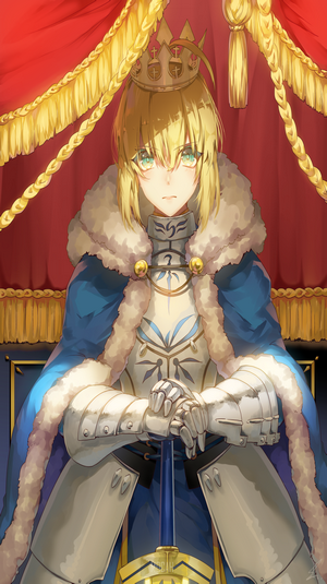 Arturia Pendragon from Fate Series wearing crown and armor