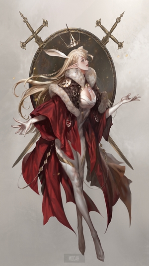 Anime girl with rabbit ears and crown