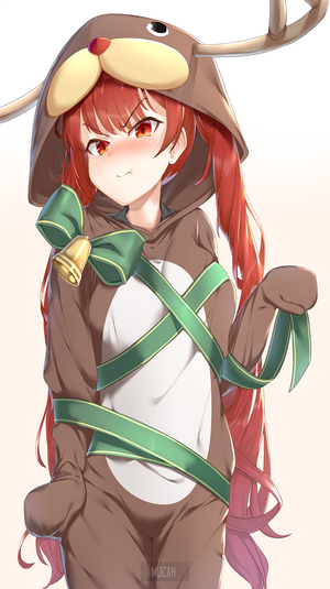 Honolulu from Azur Lane in a reindeer costume