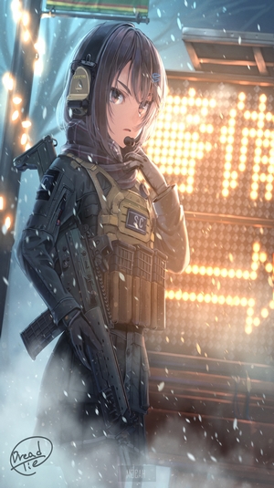 Anime girl in tactical gear with rifle