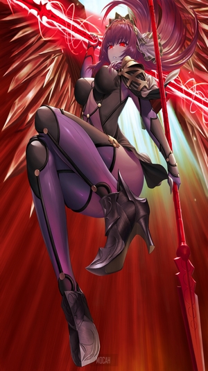 Scathach Lancer Dynamic Low-Angle Pose