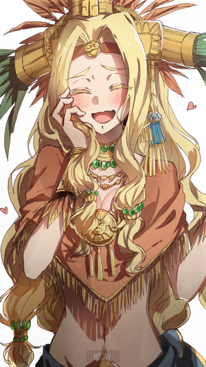 Fate Series Fgo Fate Grand Order Anime Girl Fan Art Blond Hair Long Hair Blushing Aztec Quetzalcoatl Fgo Cleavage Anime Open Mouth Fantasy Girl Frontal View Wallpaper Full Hd 1847x3000 Rare