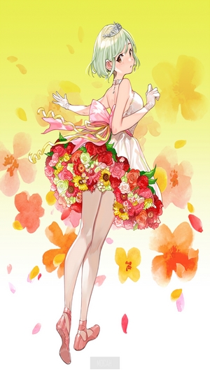 Anime girl in a flower dress