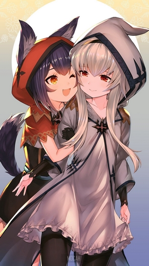 Hololive Ookami Mio and Friend in Hooded Outfits