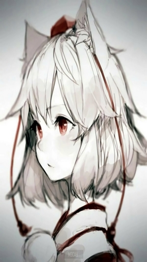 Anime girl with white hair and red eyes