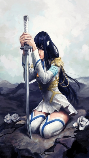 Satsuki Kiryuin from Kill la Kill with a Katana