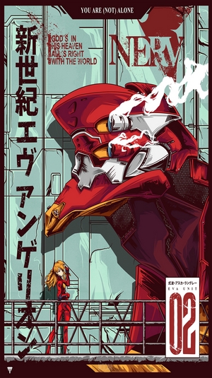 Asuka Langley Soryu and EVA Unit 02 from Neon Genesis Evangelion