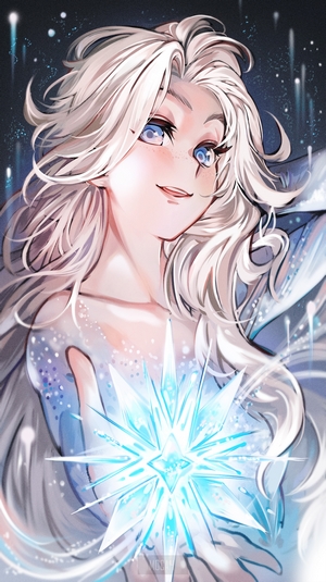 Princess Elsa from Frozen holding a crystal