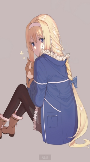 Alice Zuberg from Sword Art Online Alicization with a cat