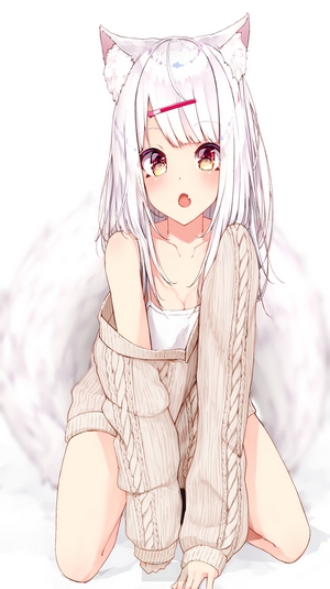 Anime Girl with White Hair and Red Eyes