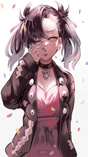 Marnie from Pokemon Sword with Confident Expression