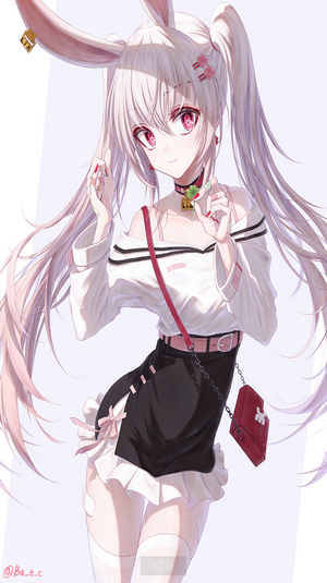 Anime girl with bunny ears and pigtails