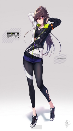 Anime girl in sports style outfit