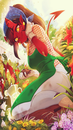 Anime Girl Gardening with a Bee