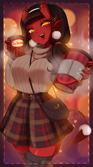 Meru Succubus Anime Girl with Tim Hortons Coffee