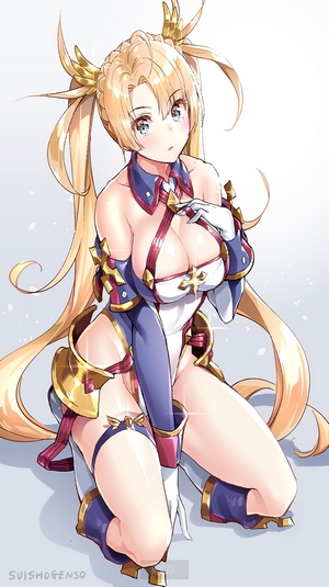 Anime girl with blonde hair and blue eyes