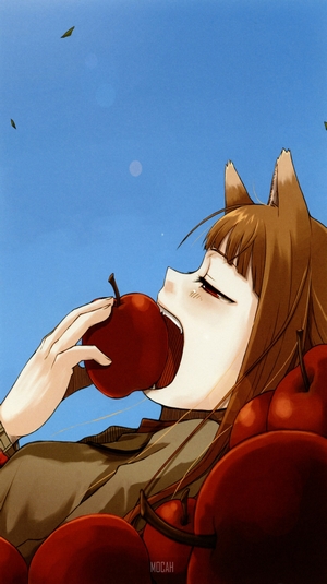 Holo from Spice and Wolf eating an apple