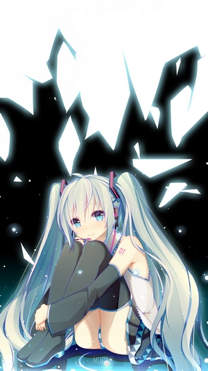 Hatsune Miku with Pigtails and Blue Eyes