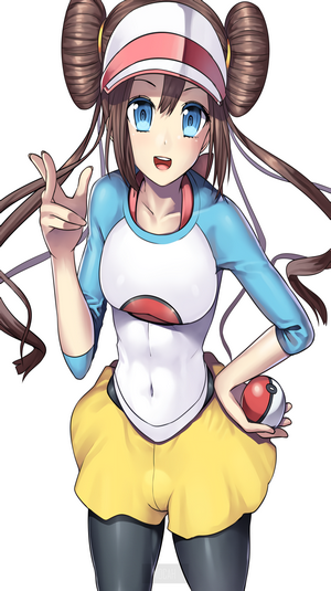 Rosa from Pokémon holding a Poké Ball