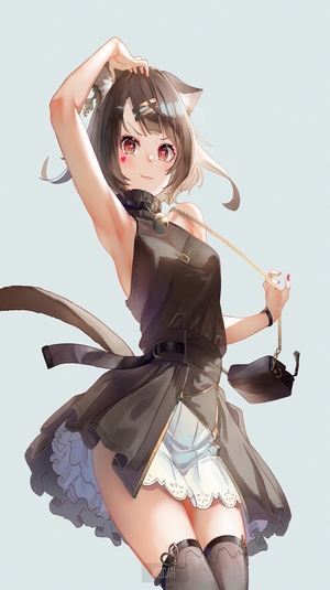 Anime girl with cat ears and tail