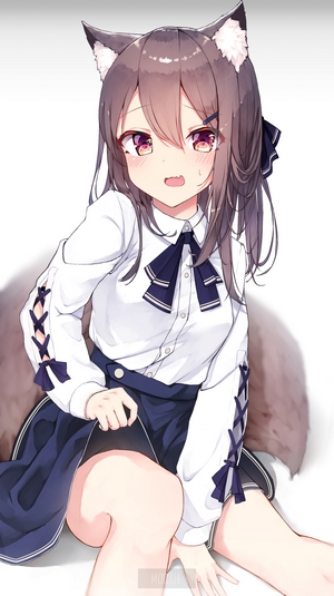 Anime cat girl in school uniform