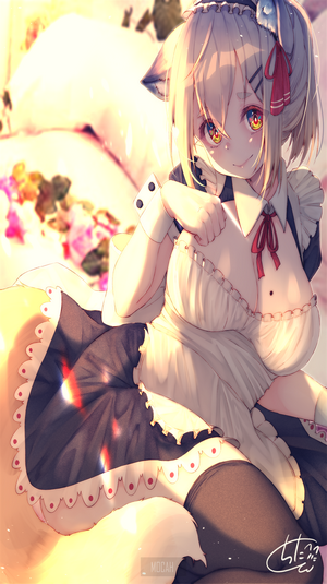 Charming Fox Maid with Animal Ears and Thigh-Highs