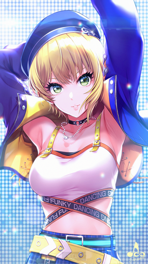 Anime girl in stylish outfit dancing