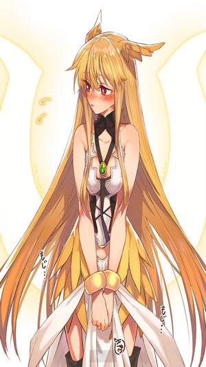Anime girl with blonde hair and bird wings
