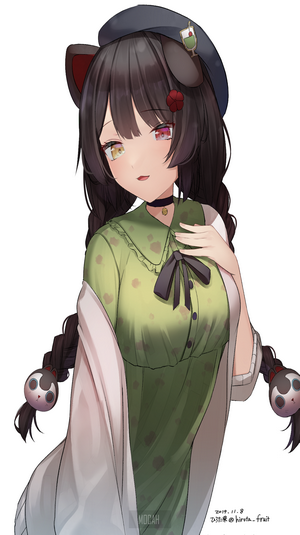Anime girl with cat ears and pigtails