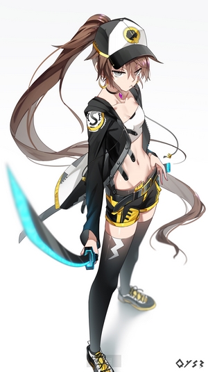 Anime girl with sword and cap