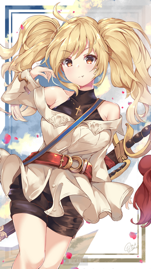 Anime girl with blonde pigtails and sword