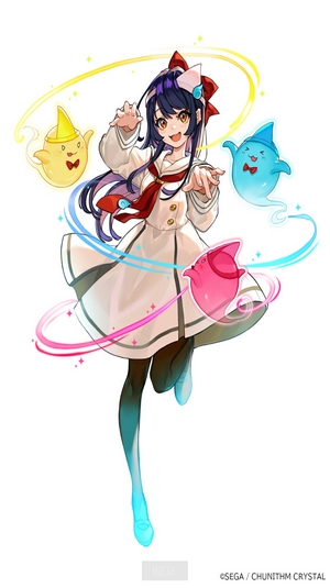 Anime girl with ghosts from SEGA / CHUNITHM CRYSTAL