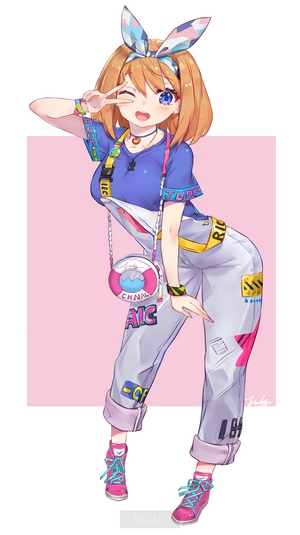 Anime girl with orange hair and blue eyes