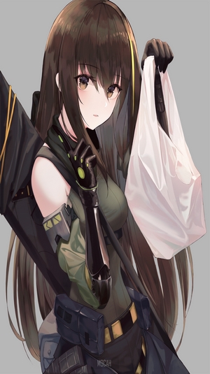 Anime girl holding a white plastic bag