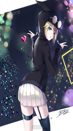 Anime girl with bunny hoodie and skirt