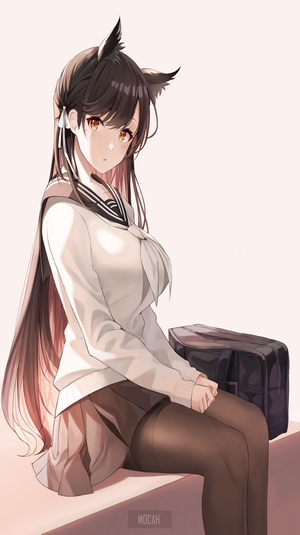 Anime Girl with Cat Ears in School Uniform