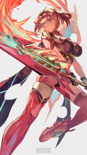 Homura from Xenoblade Chronicles 2 with Flaming Sword