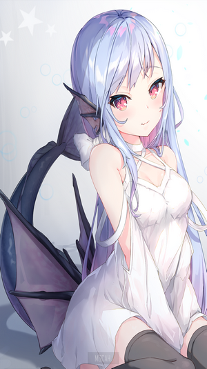 Anime girl with dragon wings and tail