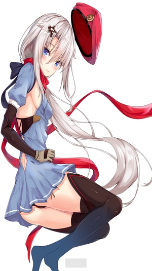 Anime girl with white hair and blue eyes