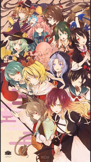 Group of anime girls with a large octopus-like creature
