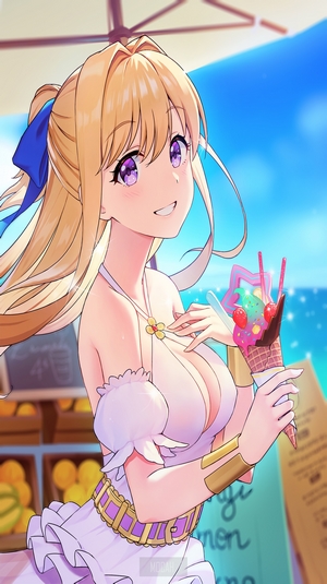 Ristarte from The Hero is Overpowered but Overly Cautious holding ice cream