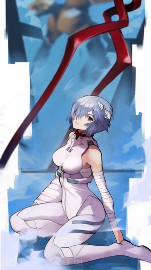 Rei Ayanami from Neon Genesis Evangelion with Spear of Longinus