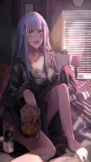 HK416 from Girls Frontline eating chips