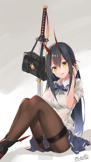 Suzuya from Azur Lane with Katana and School Bag