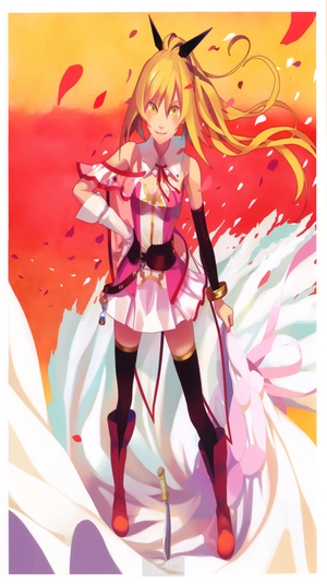 Anime girl with blonde hair and horns