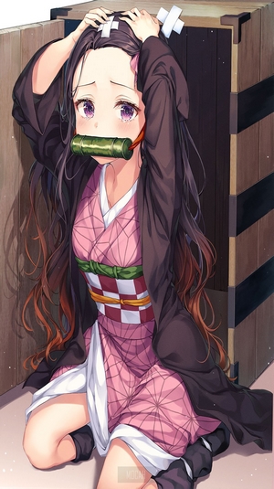 Kamado Nezuko from Kimetsu no Yaiba in Thoughtful Pose