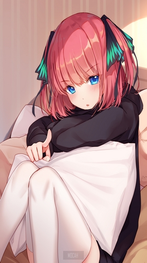 Anime girl with pink hair and blue eyes