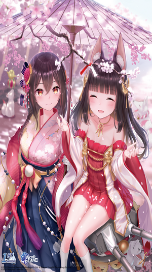 Nagato and Mikasa in Sakura Blossoms Azur Lane