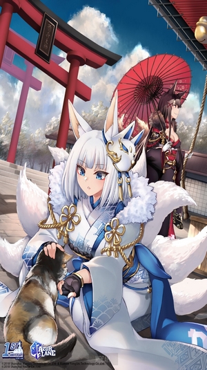 Azur Lane Kaga and Akagi with Cat and Torii Gate
